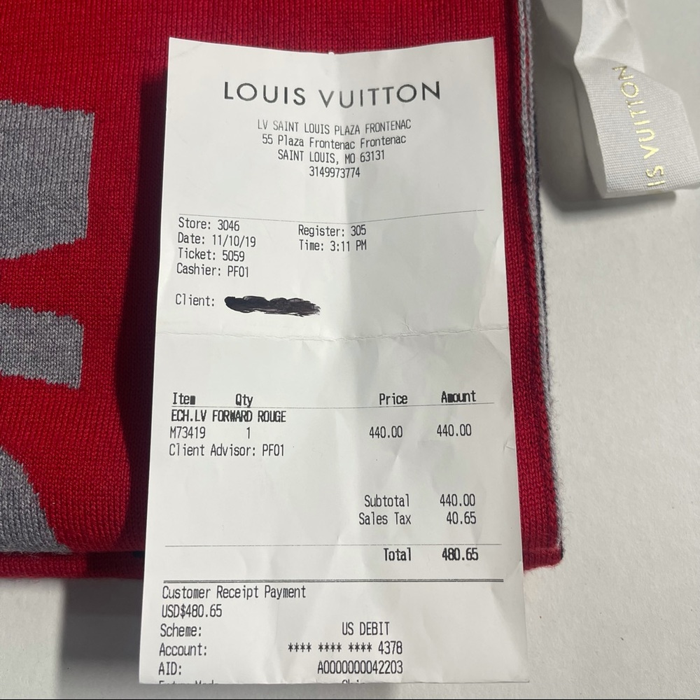 Louis Vuitton LV Scarf W/Receipt🧣🧾Red X Navy Blue X Grey (OPEN BOX NEVER WORN) - Picture 7 of 16